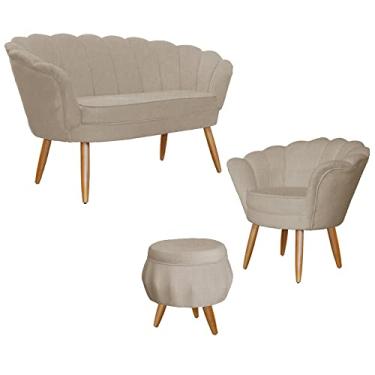 Imagem de Kit Pétala - Namoradeira, Poltrona e Puff Pétala Suede - Ds Estofados