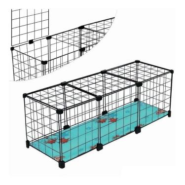Imagem de Cercado para Porquinho da Índia Gaiola Mini Coelho 30x90cm com Fundo Teto e Soft para Forração