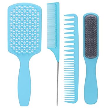 Imagem de Pente De Cor Pente De Cor Conjunto De Estilo De Cabelo, Pente De Cabeleireiro, Pente De Cauda De Aço, Pente De Corte De Dentes Finos For De Com 4 Tamanhos Para Mulheres, (Azul)