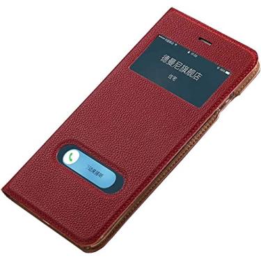 Imagem de HAODEE Capa de telefone flip para Apple iPhone SE 2 Nd 4,7 polegadas, capa de telefone de couro pode atender chamadas rapidamente, com recursos de suporte (cor: vermelho)