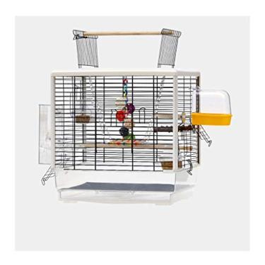 Imagem de KIZQYN Gaiolas de pássaros de tamanho pequeno gaiola de viagem animal de estimação casa gaiola de pássaro aberta superior para periquitos apaixonados 61 cm de altura, gaiola de pássaro ornamental com brinquedos gaiola de voo (cor: a)