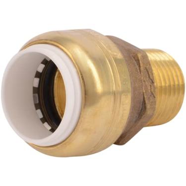 Imagem de SharkBite Adaptador MNPT de 1/2 polegada PVC x 1/2 polegada, encaixe de encanamento de latão push to connect, tubo de PVC, UIP120A