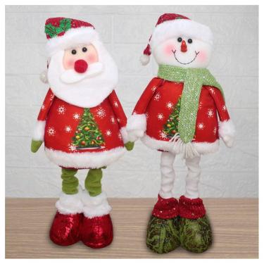 Imagem de Decoração Boneco Natal Papai Noel E Boneco De Neve Perna Ajustável 45cm