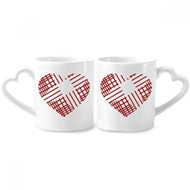 Imagem de Conjunto de canecas de porcelana para casal, coração e coração vermelho para o dia dos namorados, coração