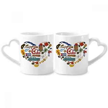 Imagem de Cuba Love Heart Landscap Bandeira Nacional Casal Caneca Porcelana Conjunto de Cerâmica Copo Amante Punho Coração