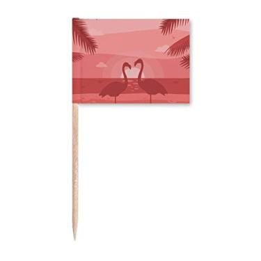 Imagem de Flango casal vermelho crepúsculo Art Deco presente moda palito bandeiras marcador decoração de festa