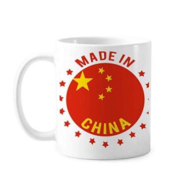 Imagem de Feito na China Stars Caneca chinesa vermelha amarela cerâmica xícara de café porcelana louça