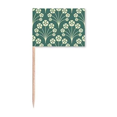 Imagem de Bandeira decorativa de palito de dente com flor verde e branca para decoração de festa