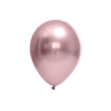 Imagem de Balão Bexiga Metalizado Chrome Rosa Redondo Festball 12 Polegadas 25 Unidades
