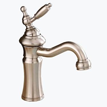 Imagem de LIDON Torneira preta banheiro preto único furo torneira do banheiro torneira da pia preta banheiro 1 furo torneira do lavatório preto torneira da pia do banheiro furo único torneira da bacia de latão, preto (cor: escovado)