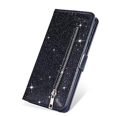 Imagem de Slots de cartão glitter flip estojo de couro para Samsung S6 S7 S8 S9 S10 S20 Plus S20FE 5G Note 8 9 10 Capa, Preto, Para Samsung S7 Edge