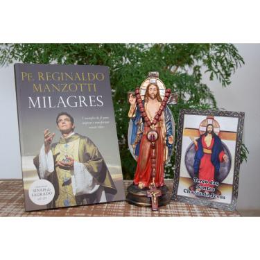 Imagem de Kit Livro Milagres de Padre Reginaldo Manzotti ,Terço e Imagem de Santa Chagas