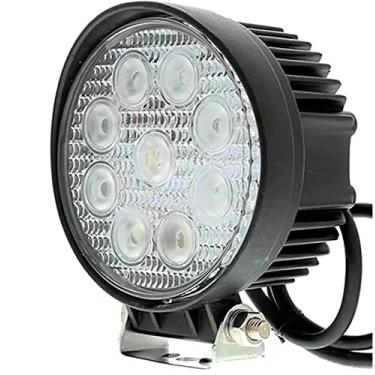 Imagem de Farol De Milha 9 Leds 27w 10V / 30V Redondo Branco Frio Auxiliar Universal Automotivo Veiculos, Moto Carro Troller Barco Caminhão Ônibus Off road - Não é o modelo Slim