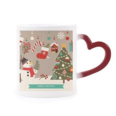 Imagem de Luvas de árvore de boneco de neve para festival, caneca sensível ao calor, copo de grés que muda de cor vermelha