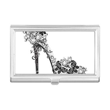 Imagem de Sapatos de salto alto flor padrão borboleta porta-cartões carteira caixa bolso