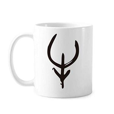 Imagem de Bones Inscritions Caneca de cerâmica de vaca do zodíaco chinês Caneca de cerâmica copo de porcelana de café