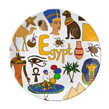 Imagem de Egypt Landscap Placa com bandeira nacional de porcelana decorativa Salver louças para jantar