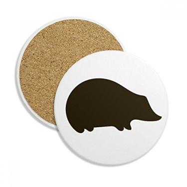 Imagem de Black Hedgehog Caneca de porta-copos de animal com proteção de mesa, pedra absorvente