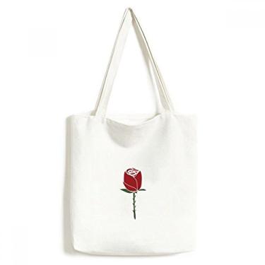Imagem de Sacola de lona com estampa de flor vermelha cravo bolsa de compras casual bolsa de mão