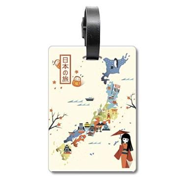 Imagem de Mapa cultural tradicional japonês, bolsa de mala, etiqueta para bagagem, cartão de bagagem, etiqueta