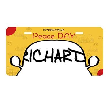 Imagem de DIYthinker Placa de licença Richard com caligrafia especial para decoração de carro, dia da paz