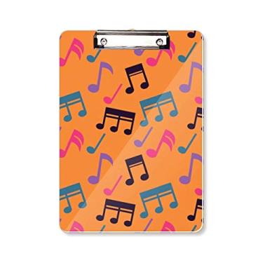 Imagem de Bloco de notas musicais colorido laranja pasta bloco de notas A4