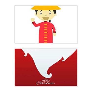 Imagem de Vestido longo vermelho China Cartoon Holiday Merry Christmas Cartões de parabéns mensagem de Natal