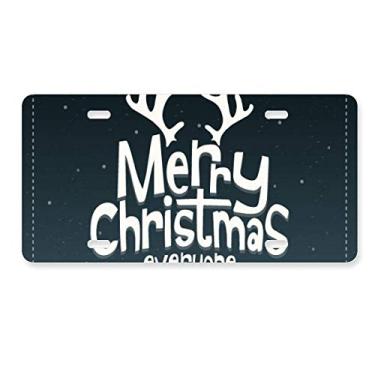 Imagem de DIYthinker Etiqueta de aço inoxidável para decoração de placa de licença com estampa de rena de feliz Natal