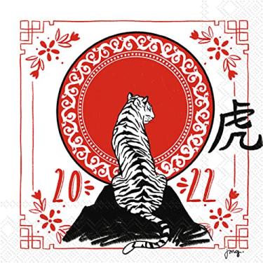 Imagem de Boston International Guardanapos de papel IHR de 3 camadas, tamanho para coquetel, ano do tigre