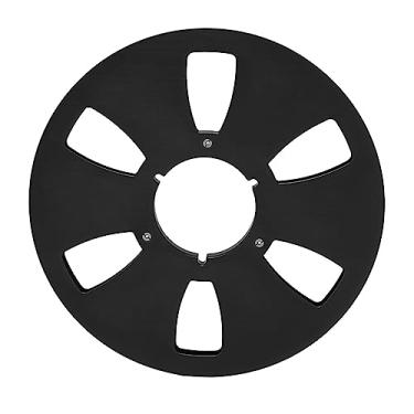 Imagem de Carretel Vazio de Fita de Som, Peça de Máquina de Abertura Parafusos de Aço Inoxidável 1/4 10 Polegadas Carretel Vazio 6 Furos para Carretel a Carretel Toca-fitas (Preto)