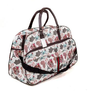 Imagem de Bolsa De Viagem Marrom E Branca Com Detalhe Coloridos Pr2012
