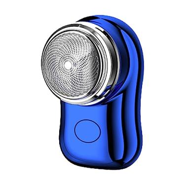 Imagem de predolo Minibarbeador elétrico para homens de barba de precisão leve com capa portátil para depilação facial pequena navalha para escritório, Azul