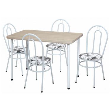 Imagem de Conjunto de Mesa de Jantar com 4 Cadeiras Evandra Bege e Branco Floral