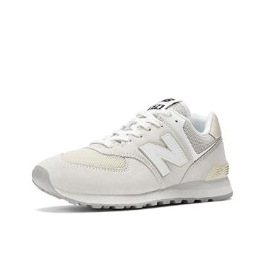 Imagem de New Balance Tênis feminino 574 V2 Essential, Branco/Cinza, 6 Wide Women/4.5 Men