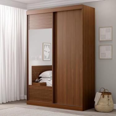 Imagem de Guarda Roupa Solteiro 2 Portas 1 Porta com Espelho Samambaia Cabecasa Madeiramadeira Freijó