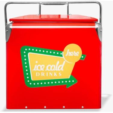 Imagem de Cooler Caixa Termica Icebox Retro Cold Drinks 15 L Vermelha - Anabell