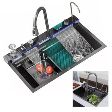 Imagem de Cuba Gourmet Inox Pia Premium Cozinha Torneira Mangueira Cascata Dispenser Dosador Painel Monocomando Limpador de Copo Area Externa Churrasqueira Duravel Resistente