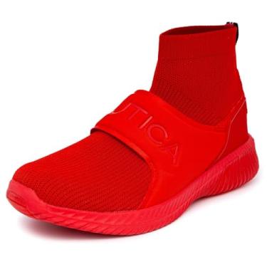 Imagem de Nautica Men's High-Top Sock Slip-On Sneaker with Extra Ankle Support Casual Fashion Sneakers-Walking Shoes-Lightweight Joggers-Anello-Red Mono-7.5