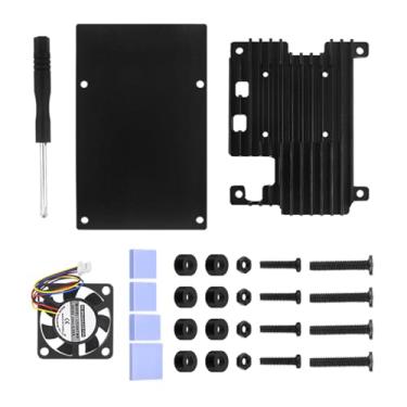 Imagem de 1 conjunto de capa de liga + caixa de resfriamento passivo ativo para ventoinha de metal para placas-mãe Raspberry Pi 5