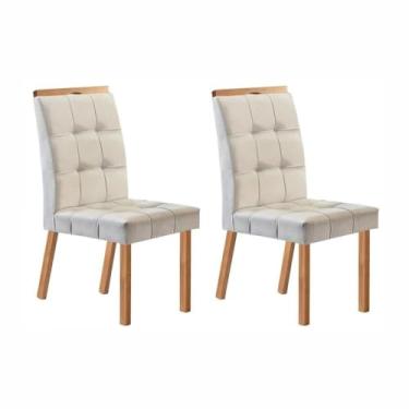 Imagem de Conjunto com 2 Cadeiras Madeira Maciça e Estofada 99,5x45,5x74,5cm Sophia Champagne