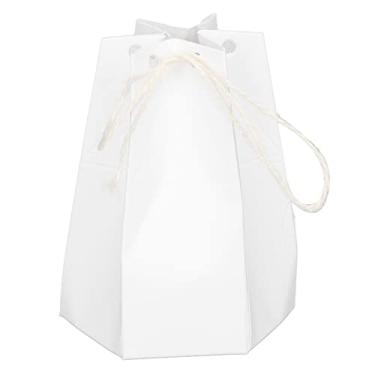 Imagem de MUNEFE 50 conjuntos de caixas de presente de , caixa de embalagem hexagonal de lanterna, caixa de kraft para casamentos, presente faça você mesmo com barbante (branco)