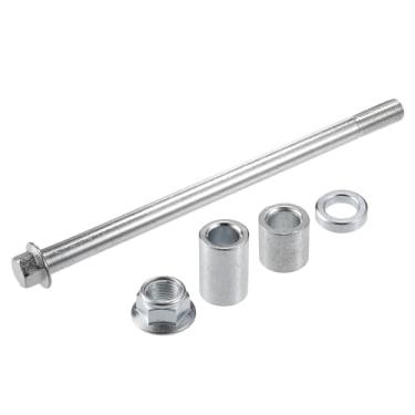 Imagem de A ABSOPRO Eixo dianteiro traseiro com bucha e parafuso M12 200 mm Dirt Bike Scooter ATV roda eixo liga de aço prateado