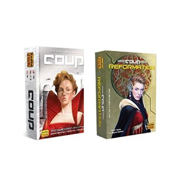 Imagem de Indie Boards and Cards - Jogo de Cartas: Coup (Universo Dystópico) e Expansão Coup Reformation (2 Itens e Bolsa Bônus) para 10 Jogadores, Idade Mínima: 120 Meses