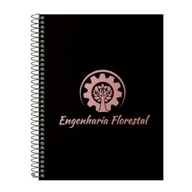 Imagem de Caderno Universitário Espiral 15 Matérias Profissões Engenharia Florestal (Preto e Rosê)