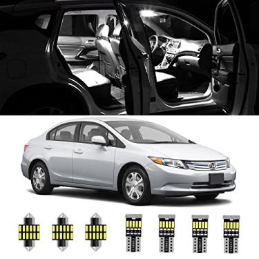 Imagem de AWALITED 7 peças de lâmpadas LED interiores brancas para Honda Civic Sedan Coupe Hatchback super brilhante mapa cúpula lâmpada de substituição