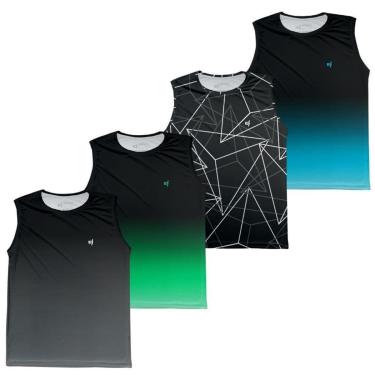 Imagem de Regata Masculina Estampada Esportiva Proteção UV50+ Kit 4-Masculino