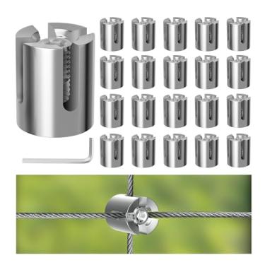 Imagem de RiaYer Pacote com 20 kits de treliça de parede, braçadeiras de cabo cruzado, clipes de cabo resistentes de aço inoxidável T316 para encaixe de corda de fio de 1/20.3 cm, treliça de arame para plantas