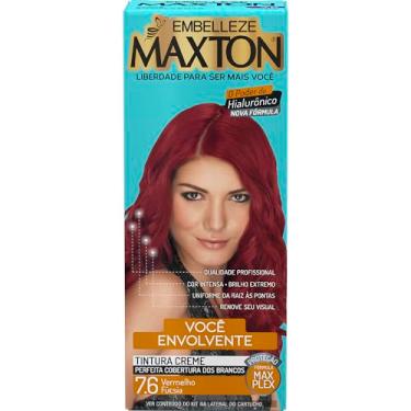 Imagem de Tinta de Cabelo Maxton Ruiva Envolvente Vermelho Fúcsia 7.6 Kit