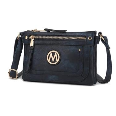 Imagem de MKF Collection Bolsa tiracolo feminina, alça ajustável de couro vegano, bolsa mensageiro da Mia K, Azul marino, Small