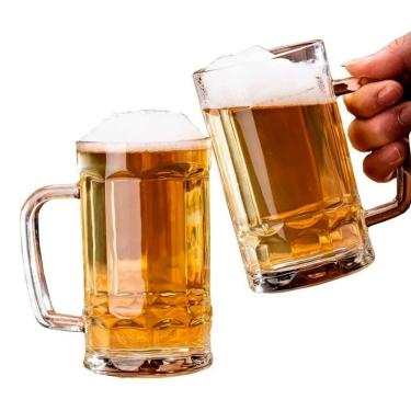 Imagem de Kit 2 Canecas de Chopp em Vidro Copo para Cerveja 350ml Translucido